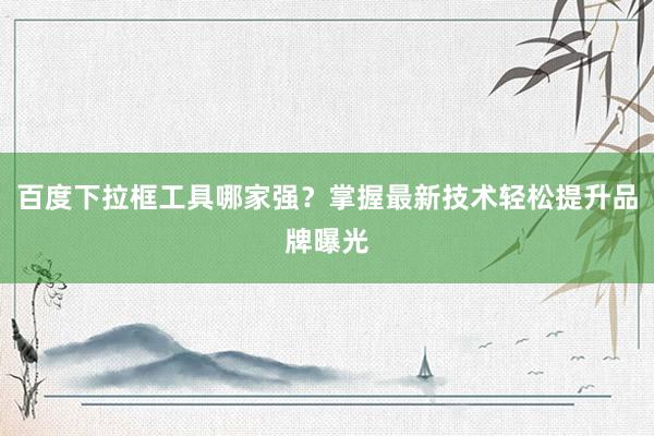 百度下拉框工具哪家强？掌握最新技术轻松提升品牌曝光