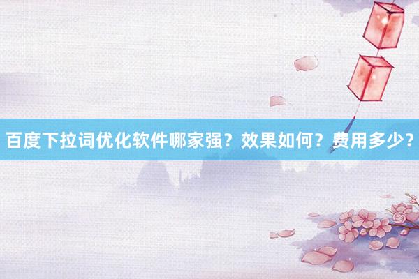 百度下拉词优化软件哪家强？效果如何？费用多少？