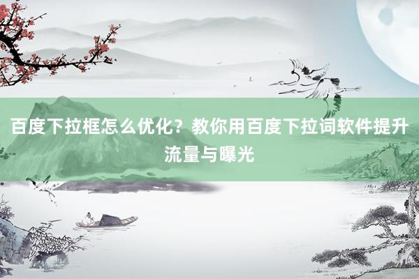 百度下拉框怎么优化？教你用百度下拉词软件提升流量与曝光