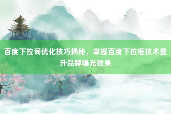 百度下拉词优化技巧揭秘，掌握百度下拉框技术提升品牌曝光效果