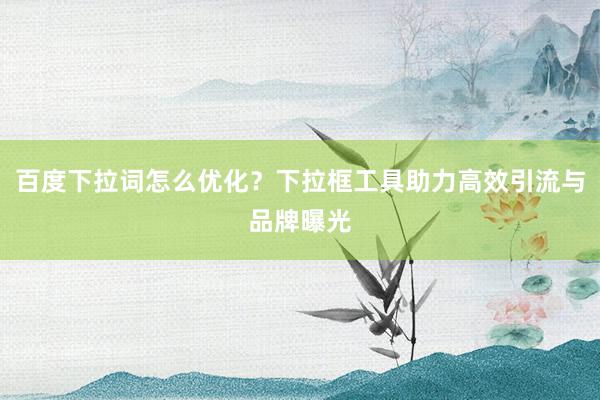 百度下拉词怎么优化？下拉框工具助力高效引流与品牌曝光