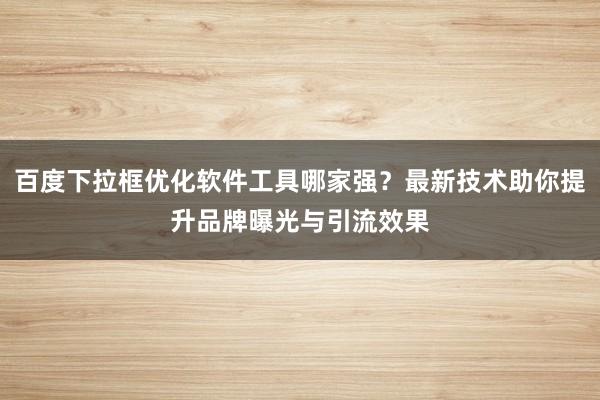 百度下拉框优化软件工具哪家强？最新技术助你提升品牌曝光与引流效果