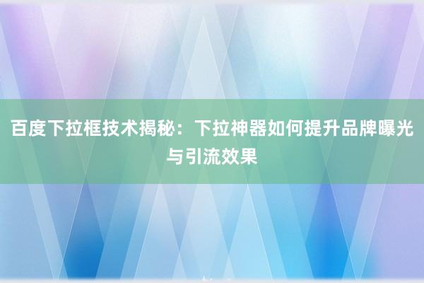 百度下拉框技术揭秘：下拉神器如何提升品牌曝光与引流效果