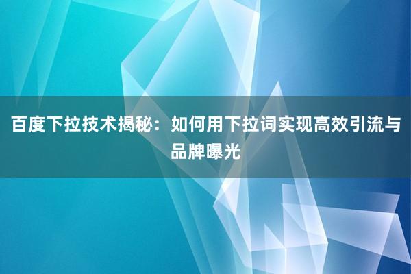百度下拉技术揭秘：如何用下拉词实现高效引流与品牌曝光