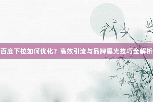 百度下拉如何优化？高效引流与品牌曝光技巧全解析