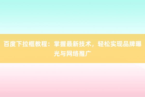 百度下拉框教程：掌握最新技术，轻松实现品牌曝光与网络推广