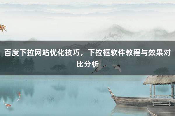 百度下拉网站优化技巧，下拉框软件教程与效果对比分析