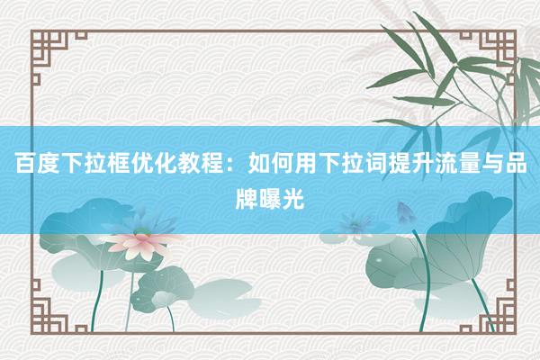 百度下拉框优化教程：如何用下拉词提升流量与品牌曝光
