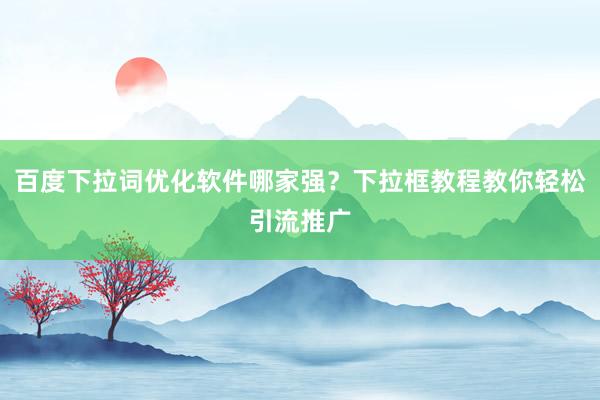 百度下拉词优化软件哪家强？下拉框教程教你轻松引流推广