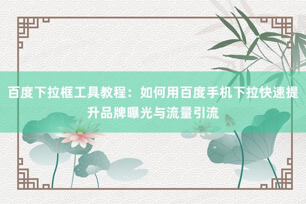 百度下拉框工具教程：如何用百度手机下拉快速提升品牌曝光与流量引流