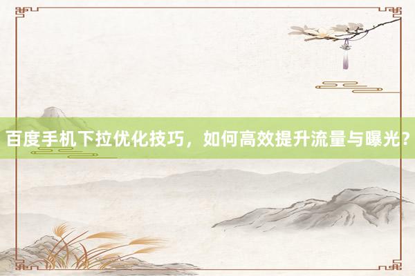 百度手机下拉优化技巧，如何高效提升流量与曝光？