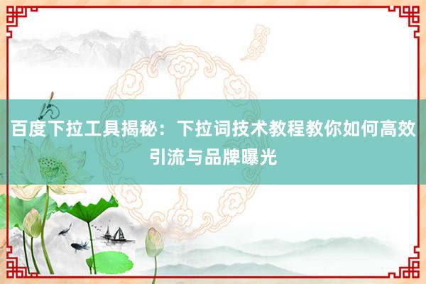百度下拉工具揭秘：下拉词技术教程教你如何高效引流与品牌曝光