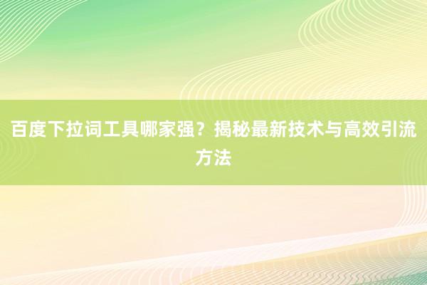 百度下拉词工具哪家强？揭秘最新技术与高效引流方法