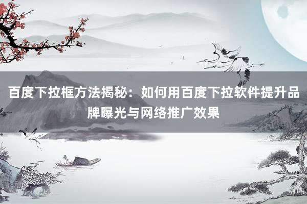 百度下拉框方法揭秘：如何用百度下拉软件提升品牌曝光与网络推广效果