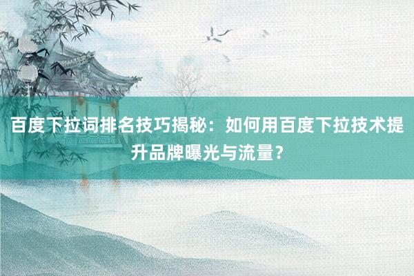 百度下拉词排名技巧揭秘：如何用百度下拉技术提升品牌曝光与流量？