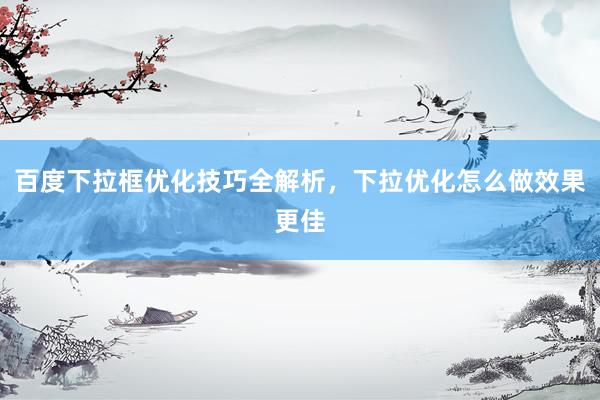 百度下拉框优化技巧全解析，下拉优化怎么做效果更佳