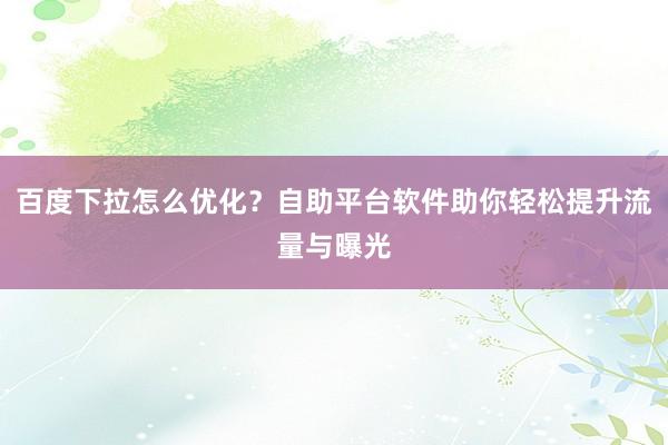 百度下拉怎么优化？自助平台软件助你轻松提升流量与曝光