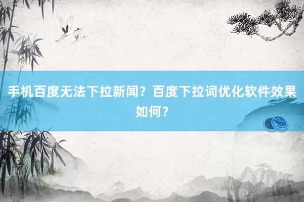 手机百度无法下拉新闻？百度下拉词优化软件效果如何？