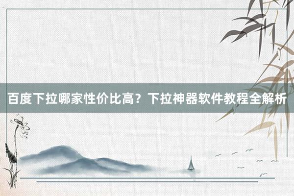 百度下拉哪家性价比高？下拉神器软件教程全解析