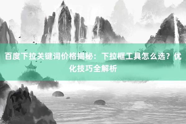 百度下拉关键词价格揭秘：下拉框工具怎么选？优化技巧全解析