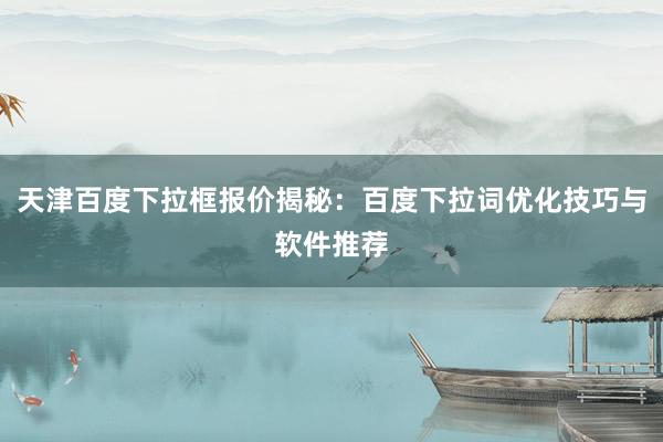 天津百度下拉框报价揭秘：百度下拉词优化技巧与软件推荐