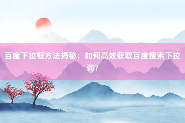 百度下拉框方法揭秘：如何高效获取百度搜索下拉词？