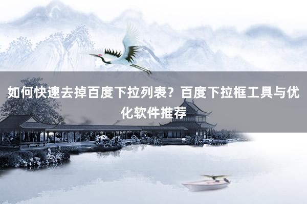 如何快速去掉百度下拉列表？百度下拉框工具与优化软件推荐