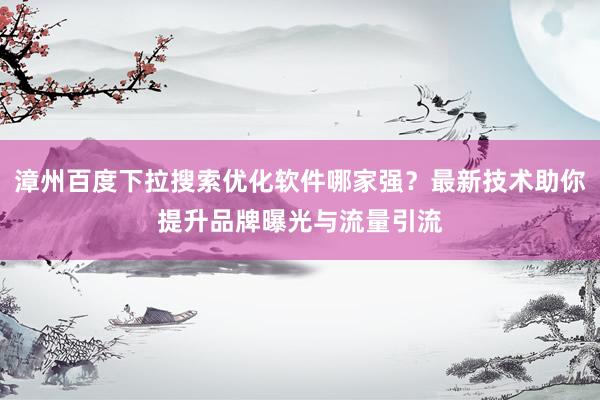 漳州百度下拉搜索优化软件哪家强？最新技术助你提升品牌曝光与流量引流