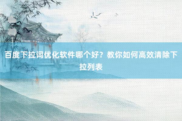 百度下拉词优化软件哪个好？教你如何高效清除下拉列表