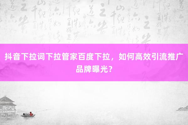 抖音下拉词下拉管家百度下拉，如何高效引流推广品牌曝光？